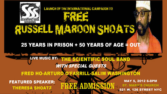 Free Russell Maroon Shoats Event Flyer