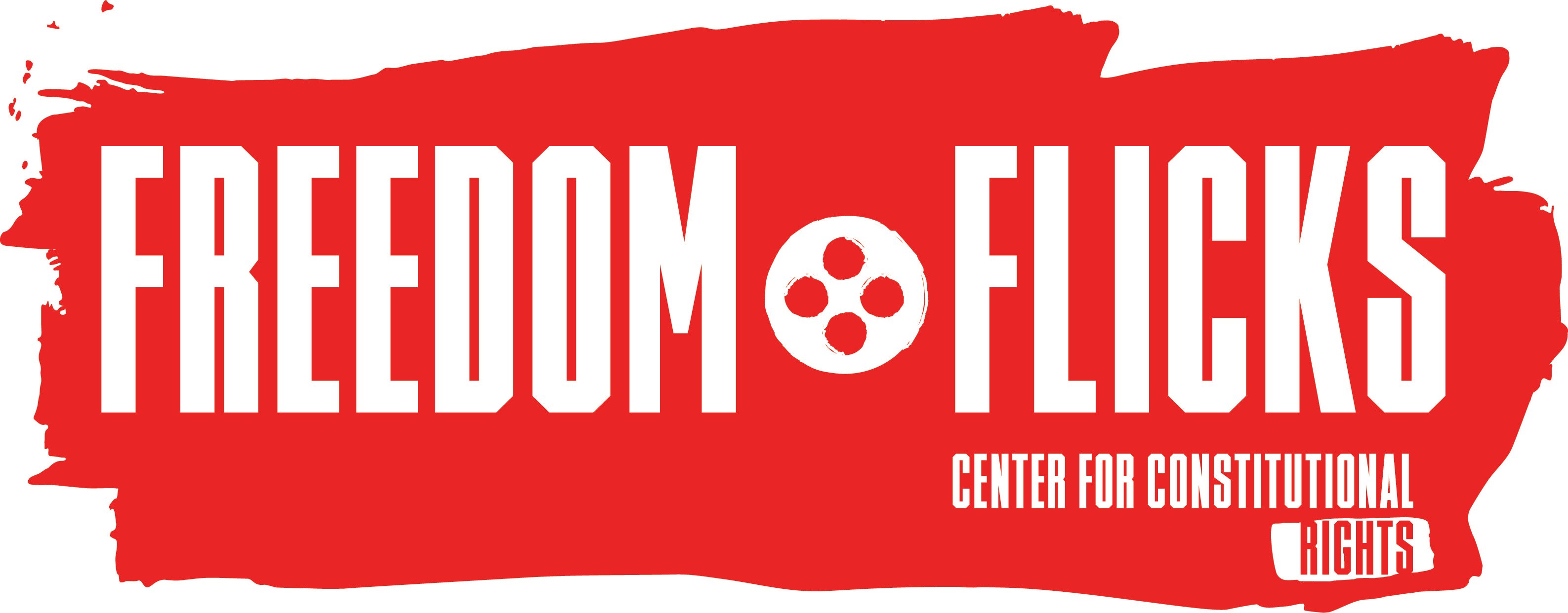 Freedom Flick logo in red with white letters and image of a film reel in the middle