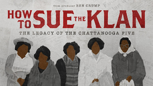 Illustration of five Black woman against a grey background. From producer Ben Crump: How to Sue the Klan: The Legacy of the Chattanooga Five