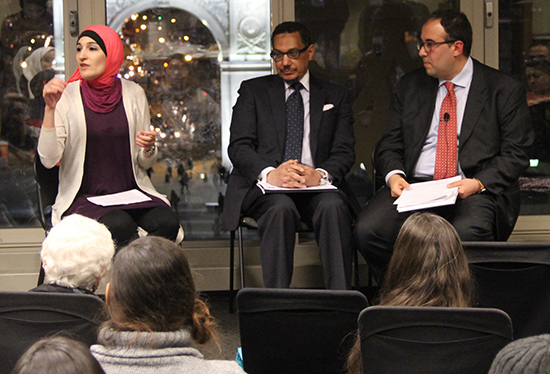 Linda Sarsour, Wahy-ud Deen Shareef, and Baher Azmy
