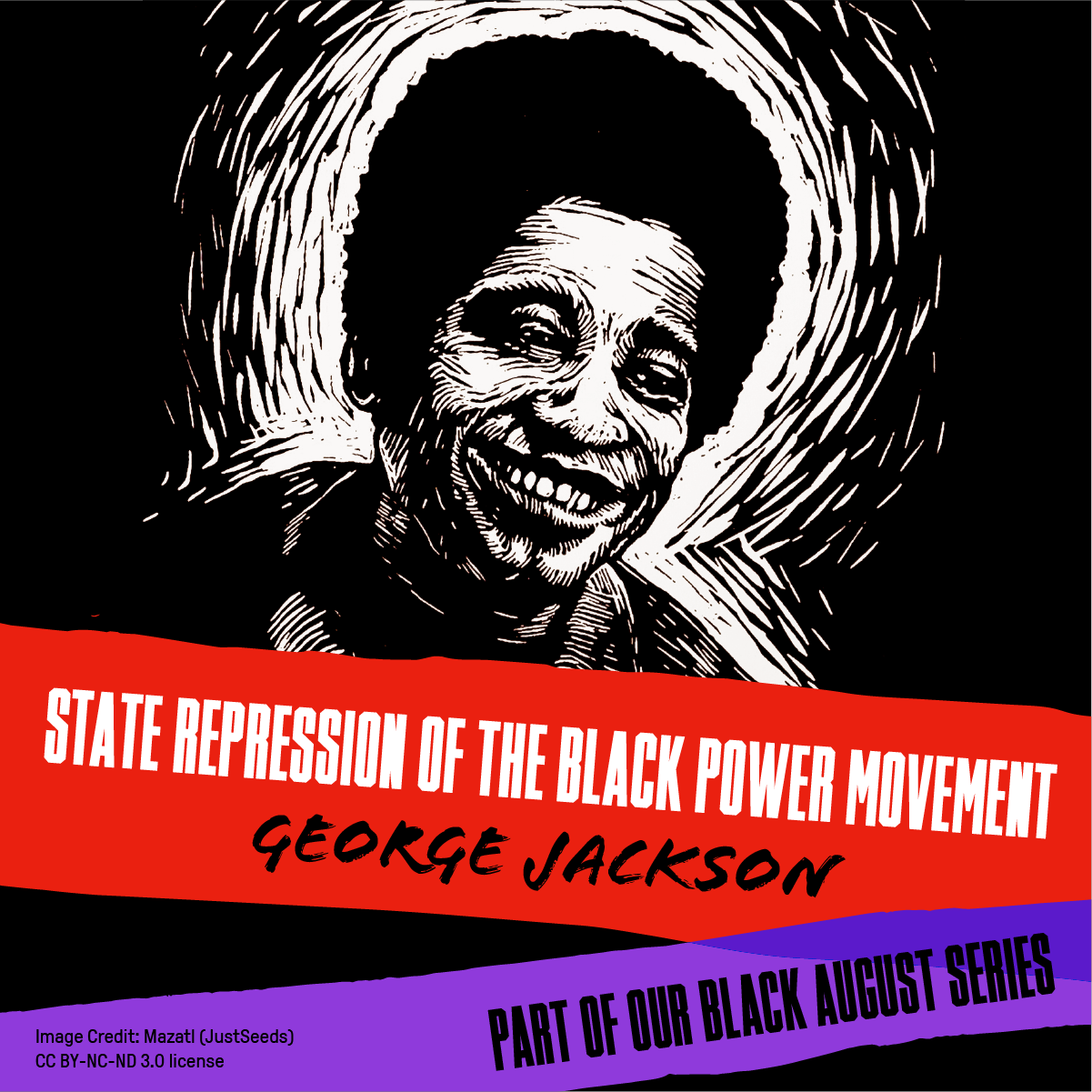 Illustration of George Jackson with the title State Repression of the Black Power Movement