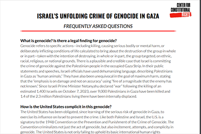 Israel's Unfolding Crime of Genocide of the Palestinian People & U.S.  Failure to Prevent and Complicity in Genocide | Center for Constitutional  Rights