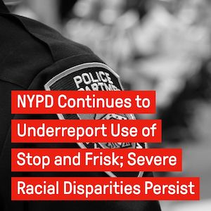 image of NYPD insignia on the shoulder of a police officer reading NYPD continues to underreport use of stop and frisk