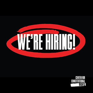 image of the the words we're hiring in white text on a black background with a red brushstroke circle around the words