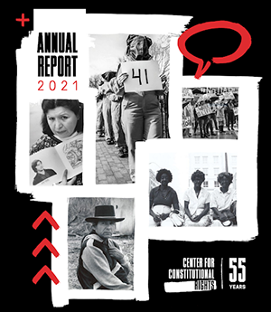 text reads 2021 annual report with images of various protestors and movements