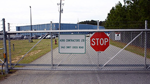 Photo of the security gate at Aero Contractors in Johnson County, NC