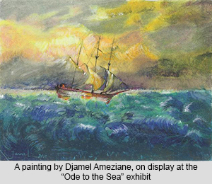 A painting by Djamel Ameziane, on display at the 'Ode to the Sea' exhibit.