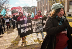 Migrant Justice supporters marching and protesting