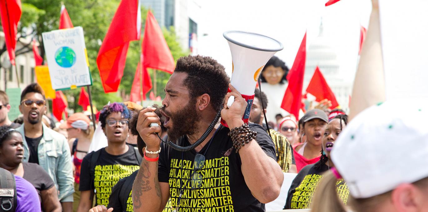 Protesters at a rally