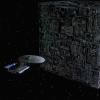 Starship Enterprise faces the Borg Cube
